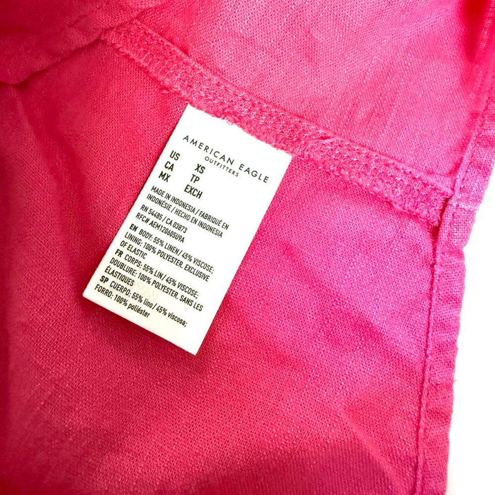 American Eagle Linen Blend Pink Peplum Babydoll Camisole Festival Tank Pink Boho - Picture 7 of 7